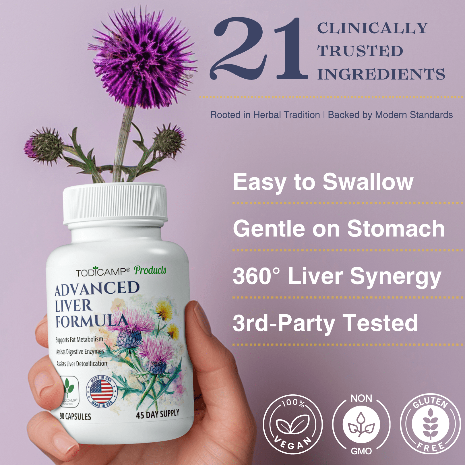 TODICAMP LIVER DETOX CAPSULES WITH MILK THISTLE, ARTICHOKE CHOLINE FOR LIVER HEALTH REPAIR