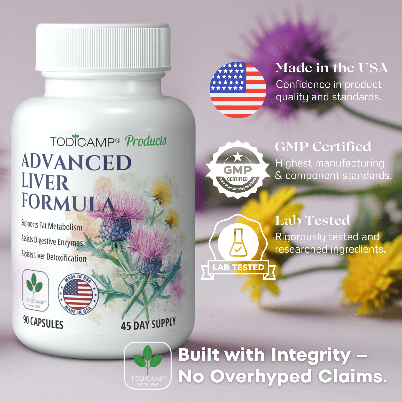 TODICAMP LIVER DETOX CAPSULES WITH MILK THISTLE, ARTICHOKE CHOLINE FOR LIVER HEALTH REPAIR