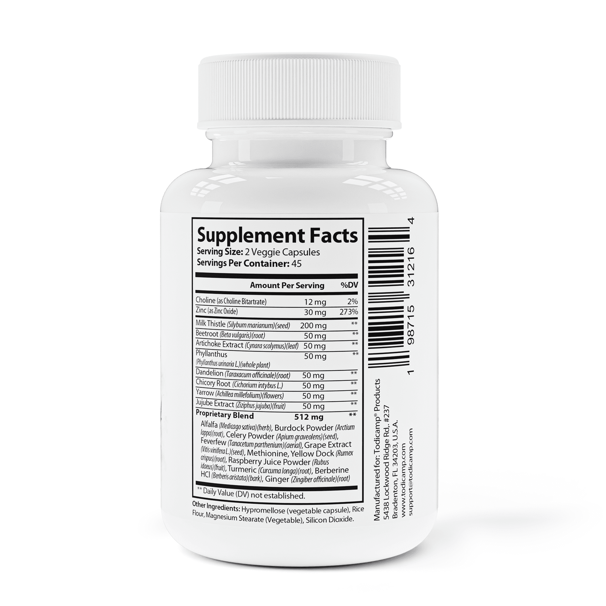 TODICAMP LIVER DETOX CAPSULES WITH MILK THISTLE, ARTICHOKE CHOLINE FOR LIVER HEALTH REPAIR