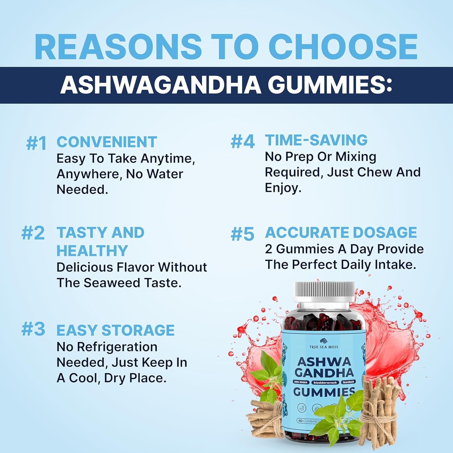 TRUESEAMOSS VEGAN SEA MOSS GUMMIES WITH ASHWAGANDHA, BURDOCK BLADDERWRACK 60 LOW-SUGAR NON-GMO