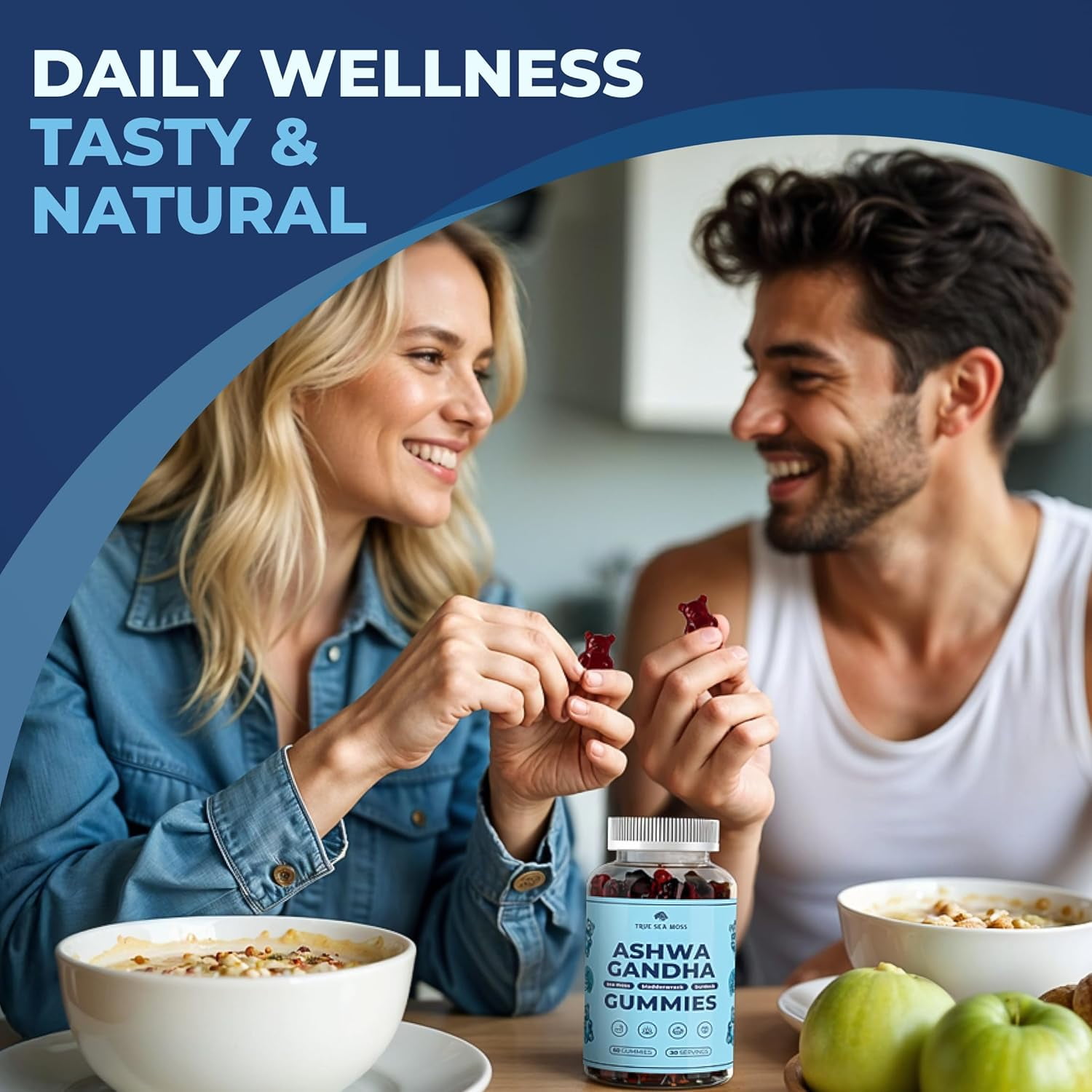 TRUESEAMOSS VEGAN SEA MOSS GUMMIES WITH ASHWAGANDHA, BURDOCK BLADDERWRACK 60 LOW-SUGAR NON-GMO
