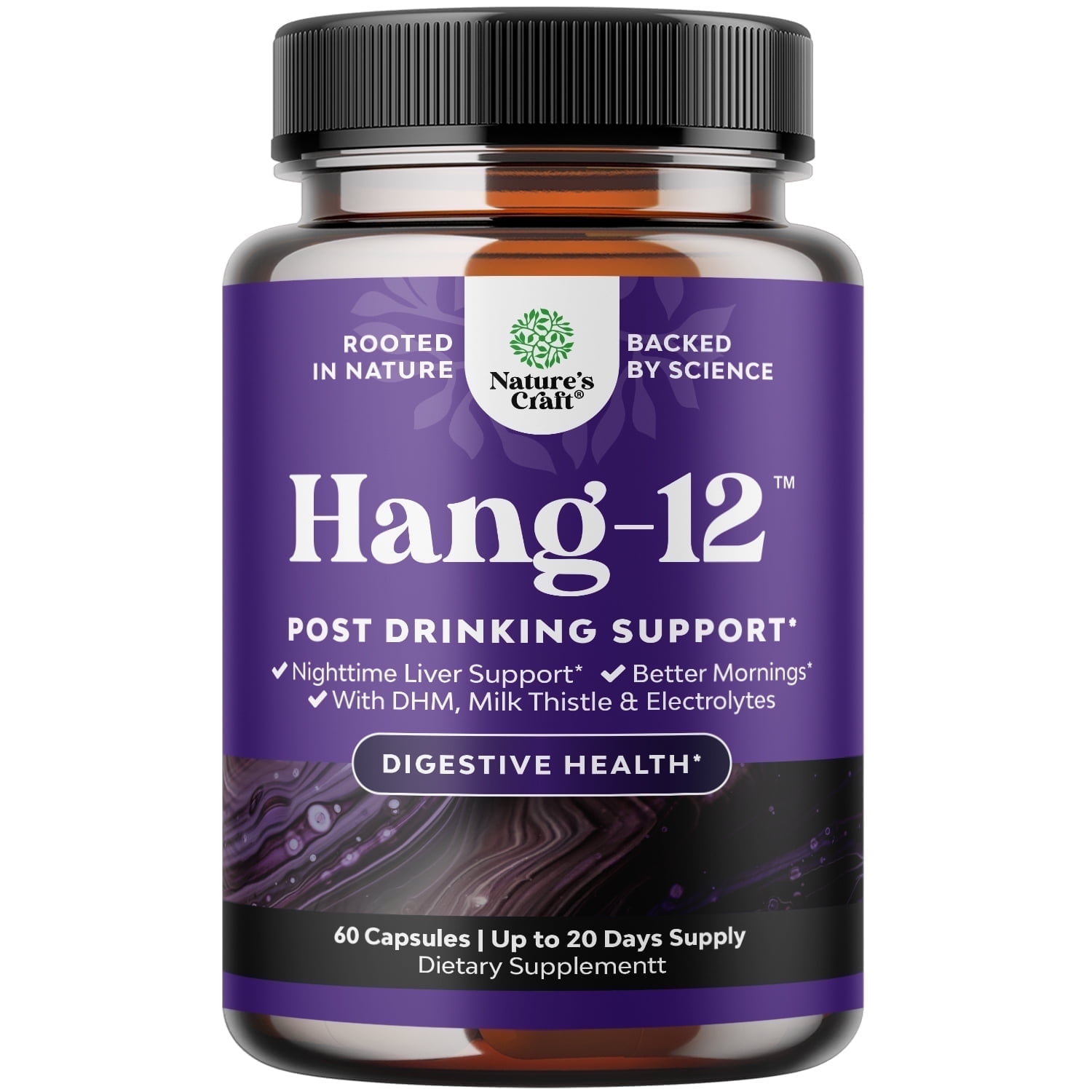 NATURES CRAFT NIGHTTIME LIVER DETOX HYDRATION PILLS WITH DHM, MILK THISTLE ELECTROLYTES FOR RECOVERY