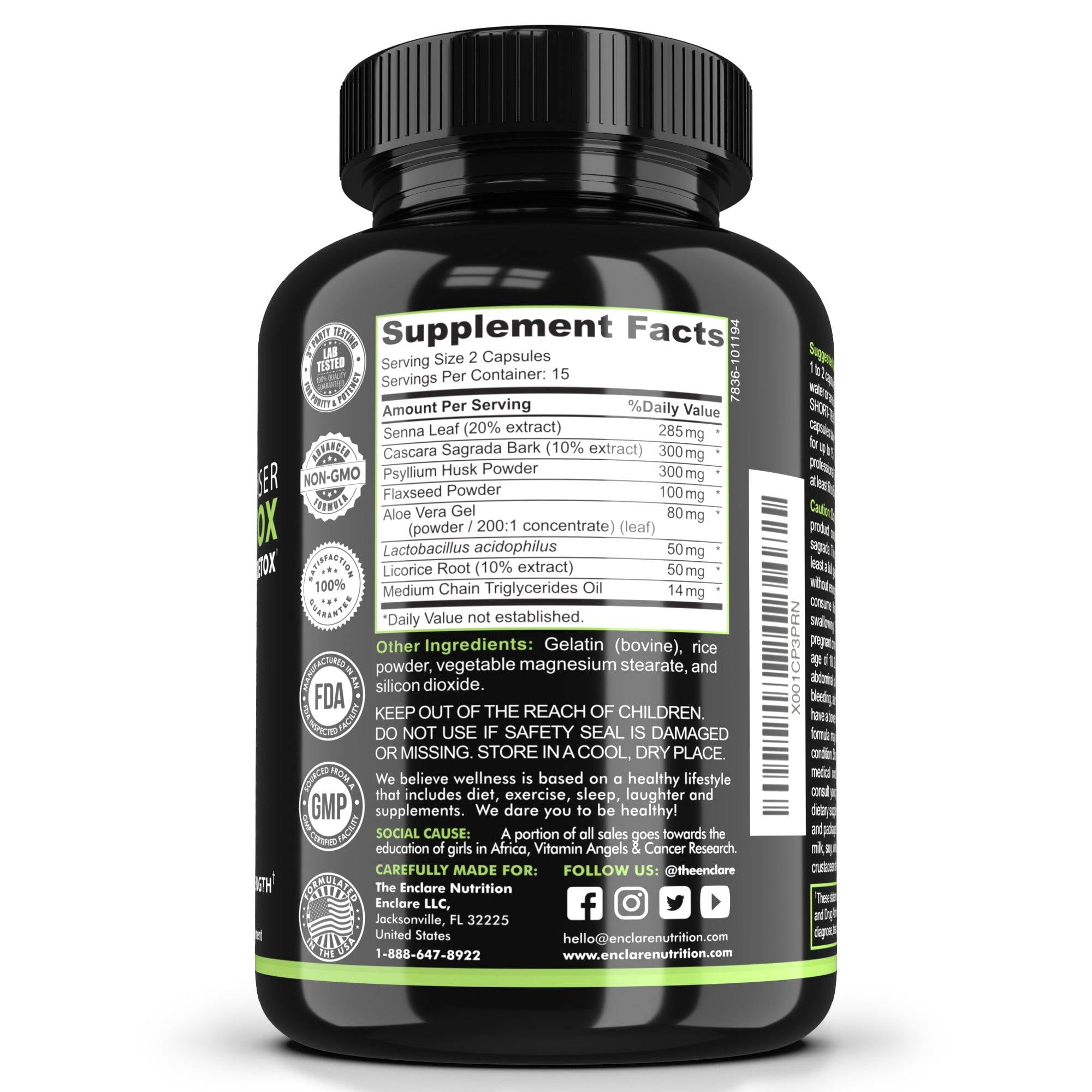 ENCLARE NUTRITION 15-DAY COLON CLEANSE DETOX 30CT WEIGHT LOSS METABOLISM BOOSTER SUPPLEMENT
