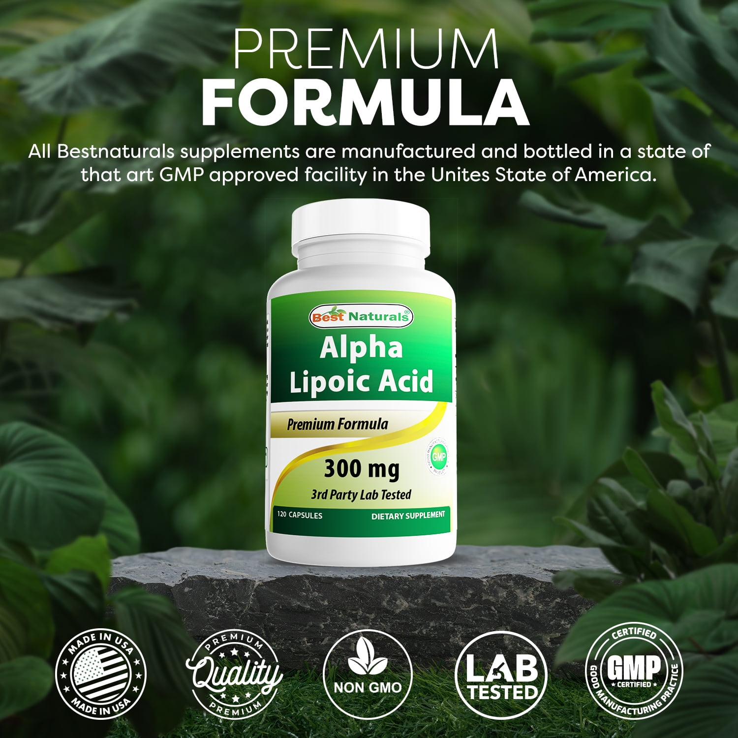 BEST NATURALS ALPHA LIPOIC ACID 300 MG ANTIOXIDANT SUPPORT, 120 CAPSULES SUPPLEMENT