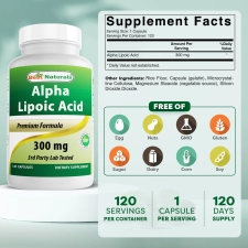 BEST NATURALS ALPHA LIPOIC ACID 300 MG ANTIOXIDANT SUPPORT, 120 CAPSULES SUPPLEMENT
