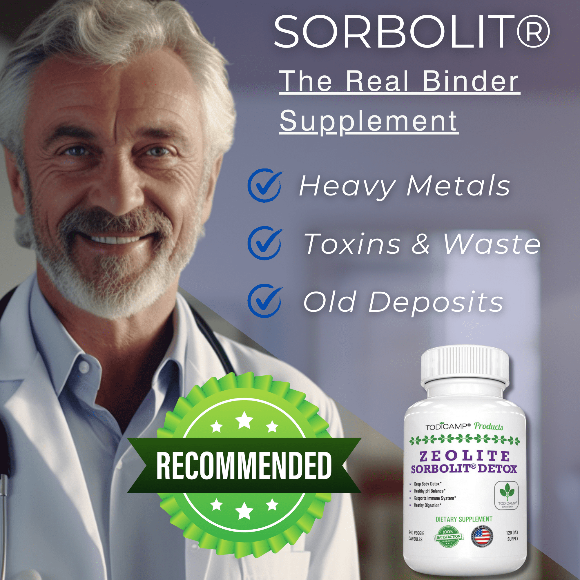 TODICAMP ZEOLITE DETOX CAPSULES 120 COUNT FOR FAST FULL BODY, LIVER DETOX DEBLOATING