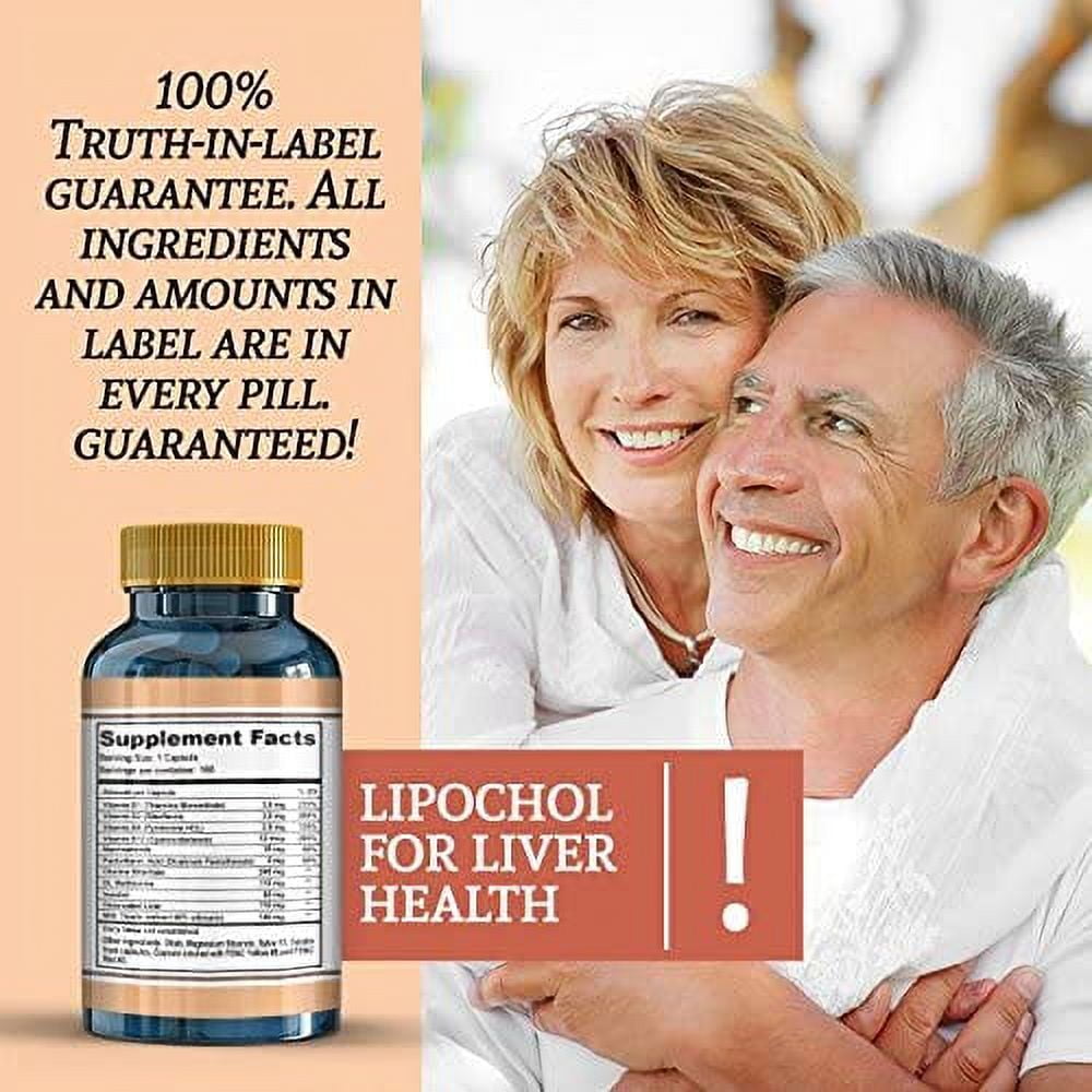 LIPOCHOL LIVER DETOX CLEANSE SUPPLEMENT WITH VITAMINS, 100 CAPSULES DAILY LIVER SUPPORT
