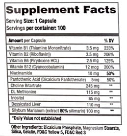 LIPOCHOL LIVER DETOX CLEANSE SUPPLEMENT WITH VITAMINS, 100 CAPSULES DAILY LIVER SUPPORT
