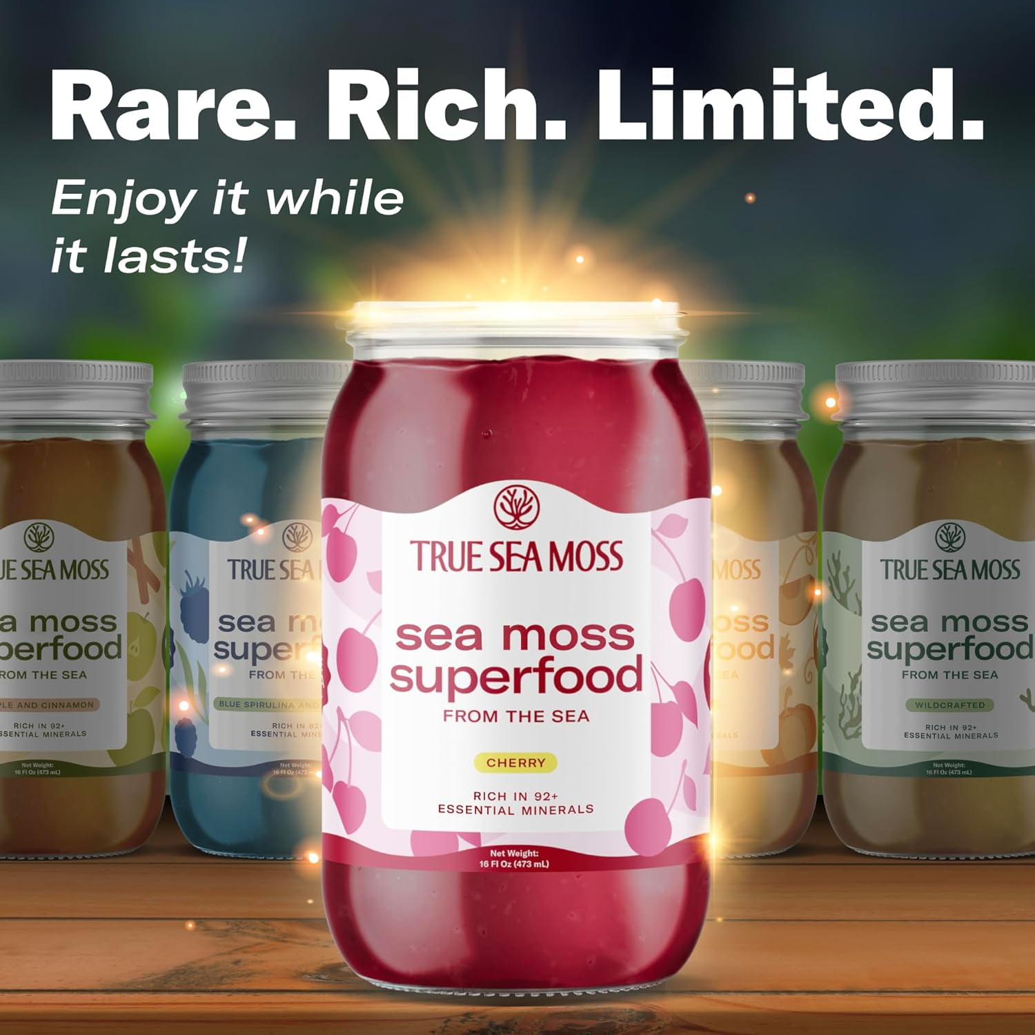 TRUESEAMOSS WILDCRAFTED IRISH SEA MOSS GEL CHERRY - ORGANIC SUPERFOOD, MADE IN USA, PACK OF 1