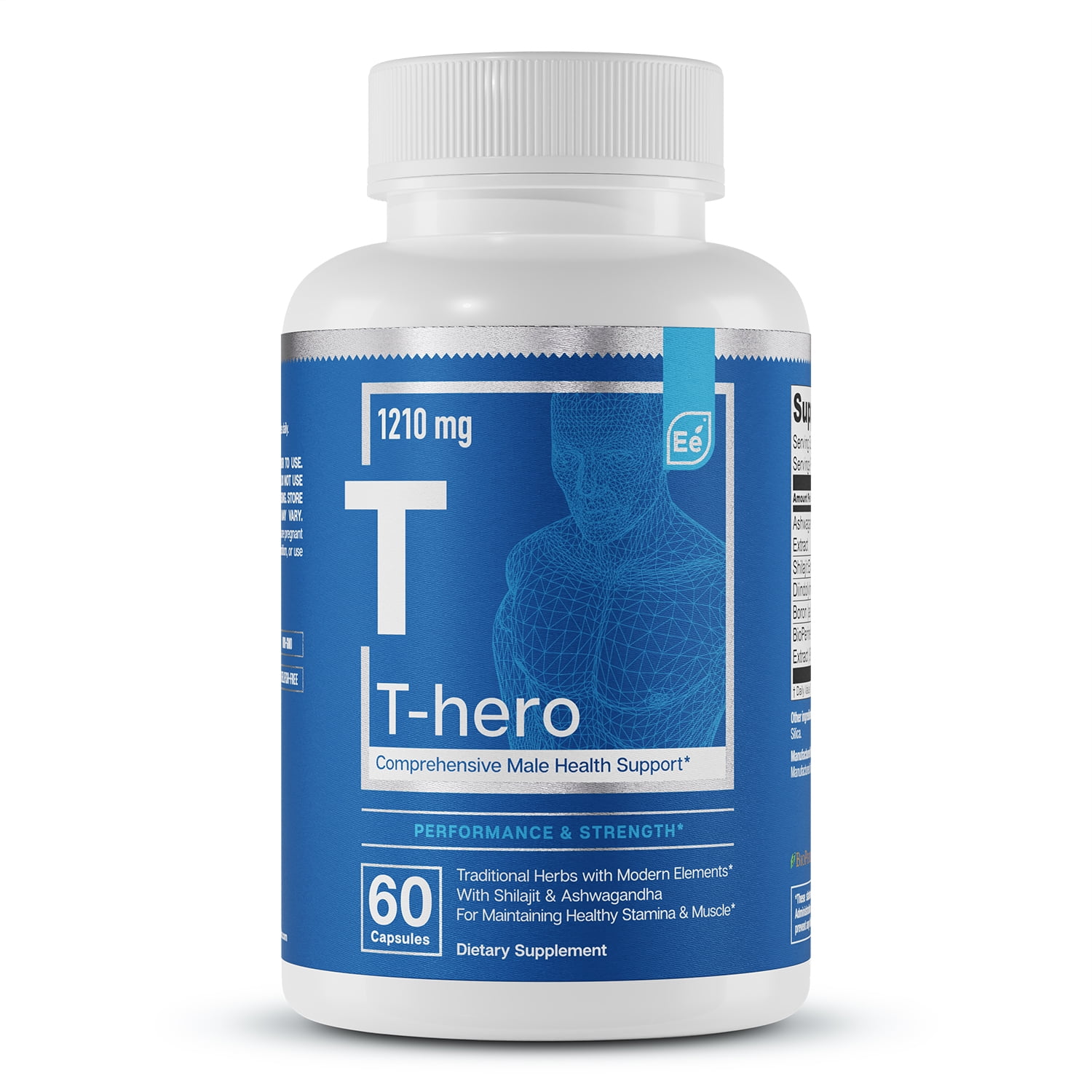 ESSENTIAL ELEMENTS T-HERO MALE HEALTH SUPPLEMENT MUSCLE TESTOSTERONE SUPPORT, 60 VEGAN CAPS