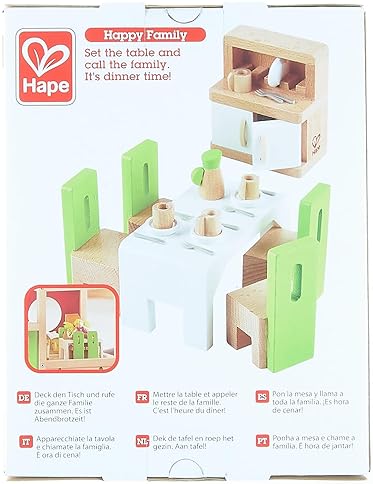 HAPE 1 12 SCALE WOODEN DOLLHOUSE DINING ROOM FURNITURE SET WITH ACCESSORIES MINIATURE