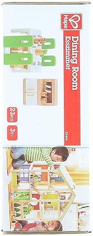 HAPE 1 12 SCALE WOODEN DOLLHOUSE DINING ROOM FURNITURE SET WITH ACCESSORIES MINIATURE