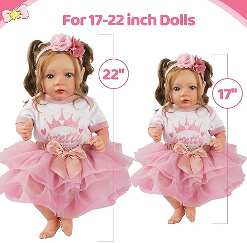 BABESIDE 3-PIECE REBORN BABY DOLL CLOTHES SET FOR 17-22 INCH DOLLS WITH SKIRT HEADBAND