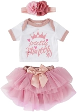 BABESIDE 3-PIECE REBORN BABY DOLL CLOTHES SET FOR 17-22 INCH DOLLS WITH SKIRT HEADBAND
