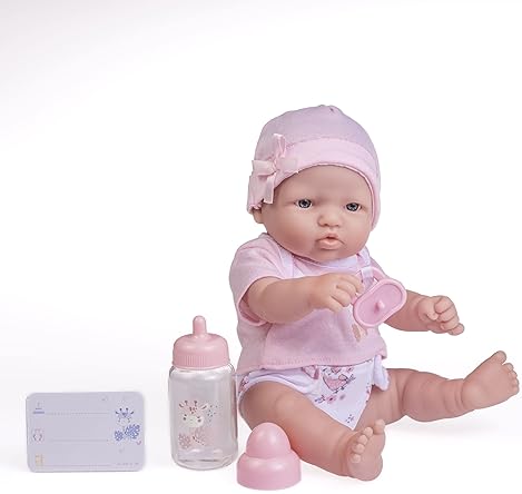 JC TOYS LA NEWBORN NURSERY 7-PIECE 12 LIFE-LIKE BABY DOLL GIFT SET WITH ACCESSORIES, PINK