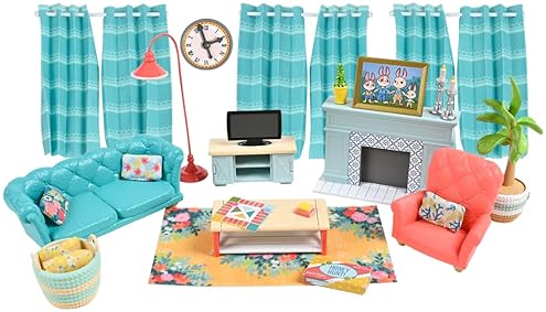 SUNNY HONEY BEE ACRES 28-PIECE COLORFUL FARMHOUSE DOLL FURNITURE SET COZY LIVING ROOM DéCOR TOY