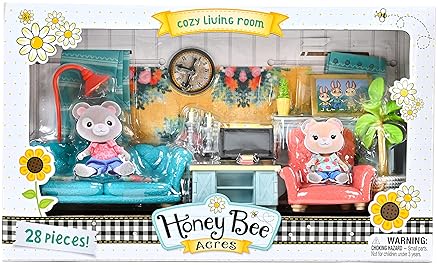 SUNNY HONEY BEE ACRES 28-PIECE COLORFUL FARMHOUSE DOLL FURNITURE SET COZY LIVING ROOM DéCOR TOY