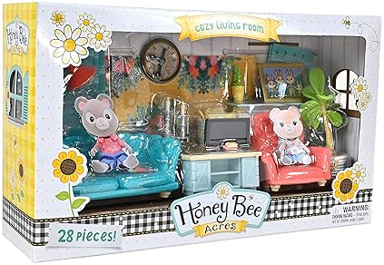 SUNNY HONEY BEE ACRES 28-PIECE COLORFUL FARMHOUSE DOLL FURNITURE SET COZY LIVING ROOM DéCOR TOY