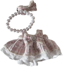 DOLL CLOTHES SET - 3PCS OUTFIT WITH DRESSES HEADWEAR, CUTE LUXURY DOLL ACCESSORIES