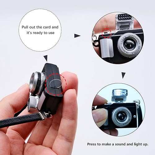 INHEMING 2PCS 1 4 SCALE MINI SLR CAMERA FOR DOLLS WITH FLASH SHUTTER SOUND - VINTAGE DOLLHOUSE DECOR