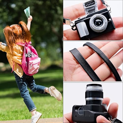 INHEMING 2PCS 1 4 SCALE MINI SLR CAMERA FOR DOLLS WITH FLASH SHUTTER SOUND - VINTAGE DOLLHOUSE DECOR