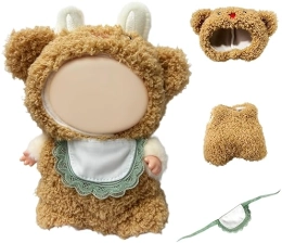 DOLL CLOTHES SET FOR LABUBU CUTE KHAKI OUTFIT ACCESSORIES FOR DOLLS NO DOLL