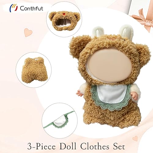 DOLL CLOTHES SET FOR LABUBU CUTE KHAKI OUTFIT ACCESSORIES FOR DOLLS NO DOLL