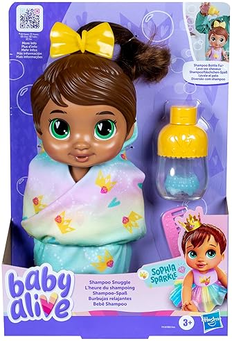 HASBRO BABY ALIVE SHAMPOO SNUGGLE SOPHIA DOLL 11 BROWN HAIR WATER PLAYSET TOYS FOR KIDS 3