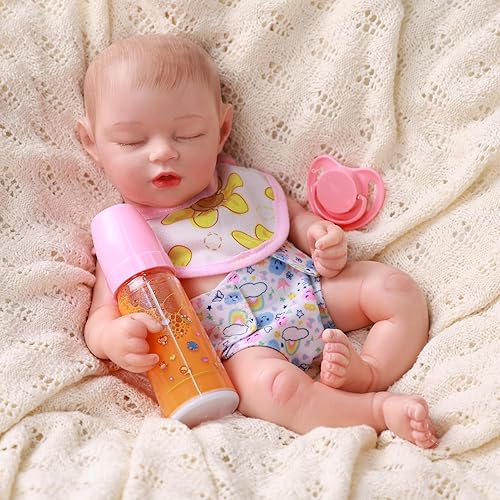 BABESIDE 10-PC BABY DOLL FEEDING CARE SET FOR 12-15 DOLLS WITH BOTTLES, PACIFIER MORE