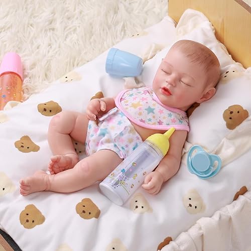 BABESIDE 10-PC BABY DOLL FEEDING CARE SET FOR 12-15 DOLLS WITH BOTTLES, PACIFIER MORE