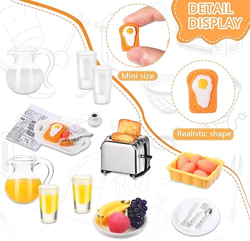 SUILUNG 44-PIECE 1 12 DOLLHOUSE MINIATURE BREAKFAST KITCHEN SET TOAST MAKER, BREAD, JUICE MORE