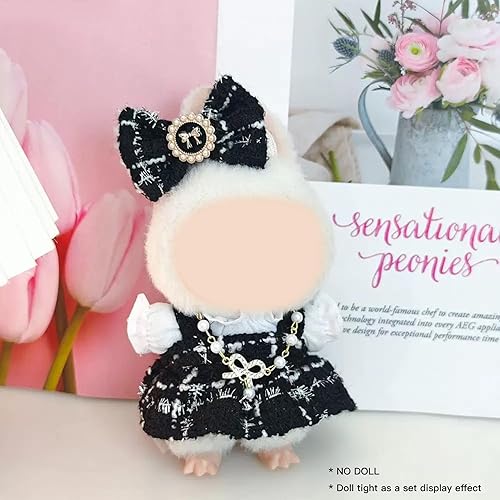 DOLL CLOTHES ACCESSORIES SET - 5-PIECE OUTFIT WITH DRESS, HAIR BOW, NECKLACE BAG