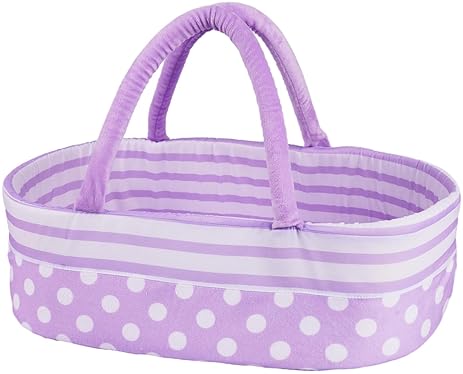 BABESIDE FOLDABLE DOLL BASSINET CRIB WITH HANDLE FOR 17-22 REBORN BABY DOLLS, PURPLE