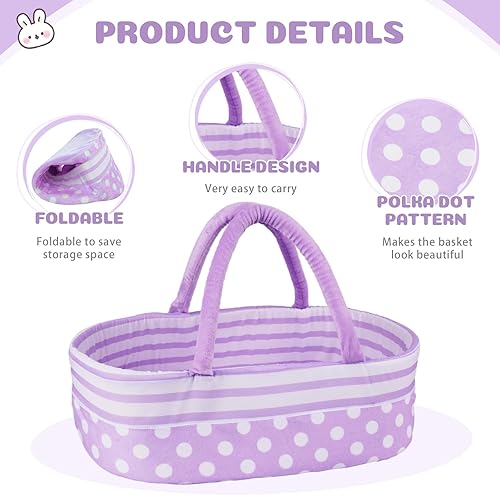 BABESIDE FOLDABLE DOLL BASSINET CRIB WITH HANDLE FOR 17-22 REBORN BABY DOLLS, PURPLE