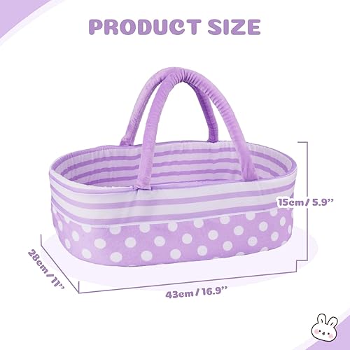 BABESIDE FOLDABLE DOLL BASSINET CRIB WITH HANDLE FOR 17-22 REBORN BABY DOLLS, PURPLE
