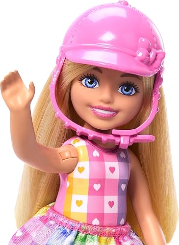 MATTEL BARBIE CHELSEA DOLL GRAY PONY HORSE SET WITH HELMET, SADDLE BENDABLE KNEES TOY
