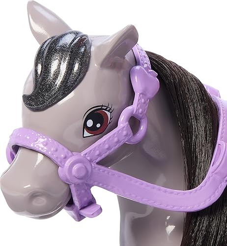 MATTEL BARBIE CHELSEA DOLL GRAY PONY HORSE SET WITH HELMET, SADDLE BENDABLE KNEES TOY