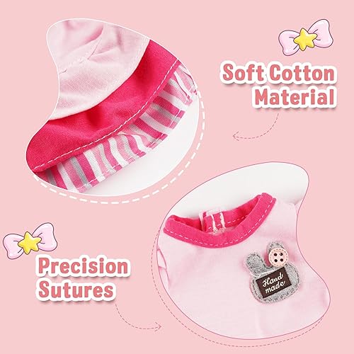 BABESIDE 6-PIECE BABY DOLL CLOTHES SET FOR 8-12 INCH DOLLS ROMPER SKIRT OUTFIT GIFT
