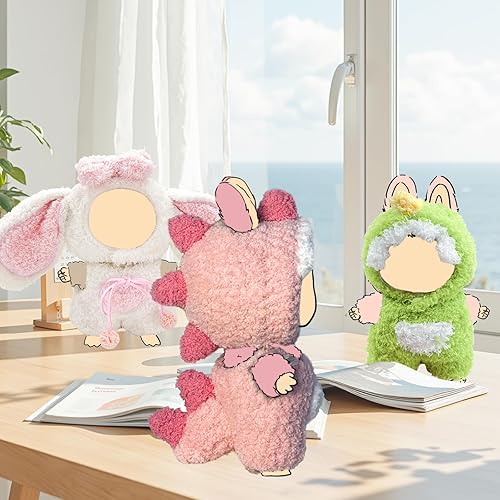 LUFZFEU 2025 CUTE 17CM DOLL CLOTHES SET - PINK DINOSAUR ANIMAL STYLE JUMPSUIT KEYCHAIN OUTFIT