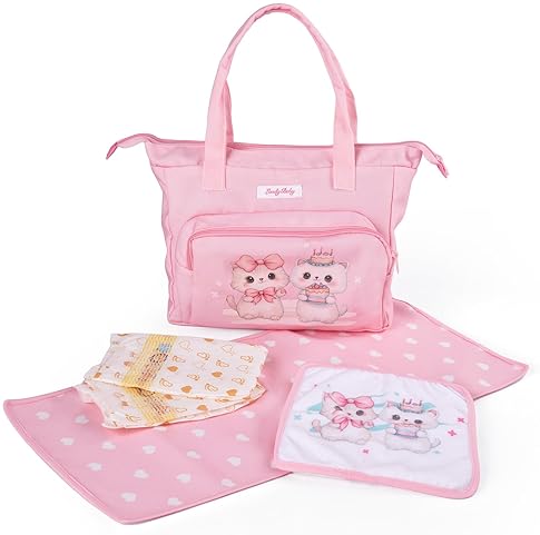 BABESIDE 5-PCS REBORN BABY DOLL DIAPER BAG SET WITH CHANGING PAD FOR 17-24 INCH DOLLS, PINK