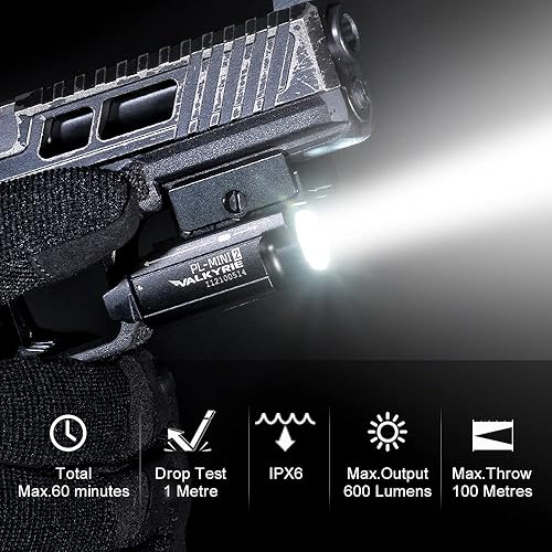 OLIGHT PL-MINI 2 VALKYRIE 600 LUMEN USB RECHARGEABLE COMPACT TACTICAL WEAPON LIGHT WITH RAIL