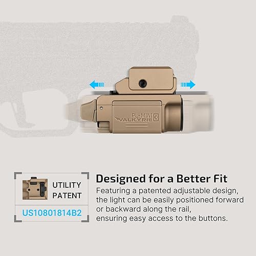 OLIGHT PL-MINI 3 VALKYRIE 600 LUMEN TACTICAL PISTOL LIGHT WITH RECHARGEABLE BATTERIES, DESERT TAN