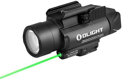 OLIGHT BALDR PRO 1350 LUMEN TACTICAL WEAPON LIGHT GREEN WHITE LED 260M BEAM, 1913 GL RAIL