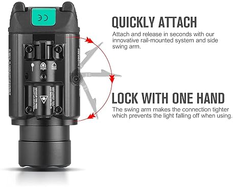 OLIGHT BALDR PRO 1350 LUMEN TACTICAL WEAPON LIGHT GREEN WHITE LED 260M BEAM, 1913 GL RAIL
