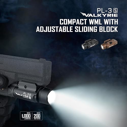 OLIGHT PL-3S VALKYRIE 1000 LUMEN COMPACT TACTICAL WEAPON LIGHT FOR 1913 PICATINNY RAILS - BLACK