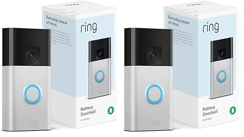 RING BATTERY DOORBELL 2-PACK SATIN NICKEL HD VIDEO, TWO-WAY TALK, MOTION ALERTS, LIVE VIEW