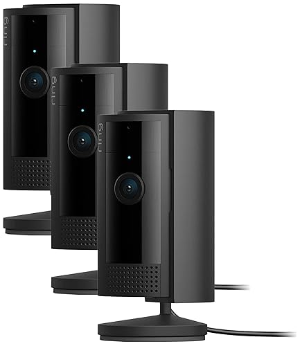 RING INDOOR CAM 3-PACK BLACK NEWEST MODEL, 1080P HD VIDEO SECURITY FOR HOME BUSINESS
