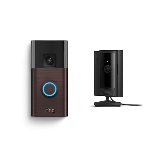 RING VIDEO DOORBELL BATTERY AND INDOOR CAM 2ND GEN BUNDLE BLACK, WIRELESS SECURITY KIT