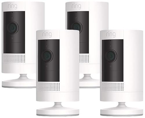 RING STICK UP CAM OUTDOOR 4-PACK WEATHER-RESISTANT, COLOR NIGHT VISION, TWO-WAY TALK, ALEXA