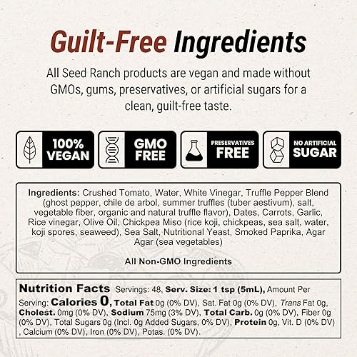 SEED RANCH TRUFFLE HOUND HOT SAUCE MEDIUM HEAT SPICY TRUFFLE SAUCE WITH GHOST PEPPER GARLIC